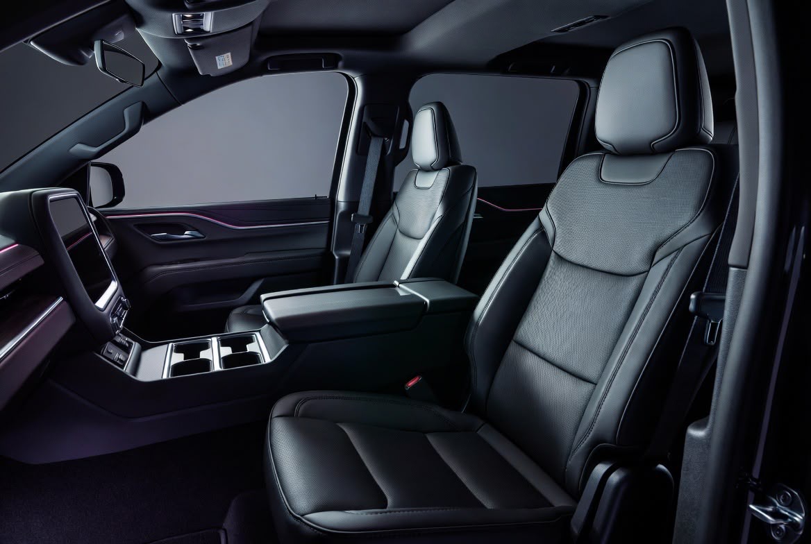 Luxury SUV front cabin dashboard ambient lighting